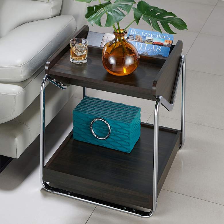 Image 1 Ceano 21 3/4" Wide Wenge Wood Open Bottom Shelf End Table