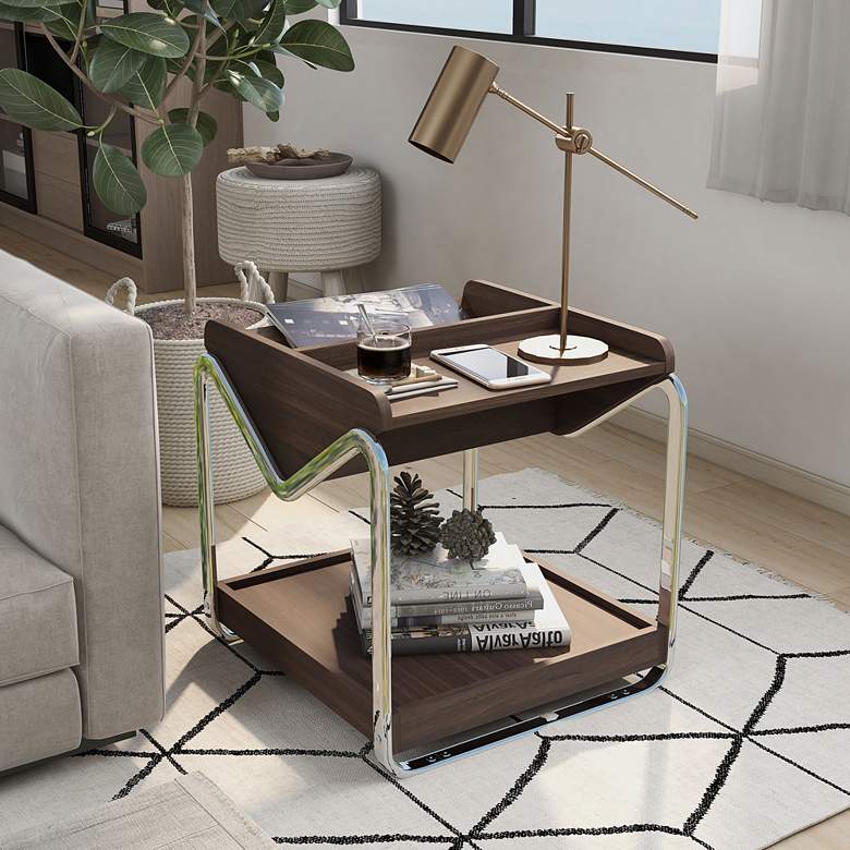 Image 7 Ceano 21 3/4" Wide Wenge Wood Open Bottom Shelf End Table more views