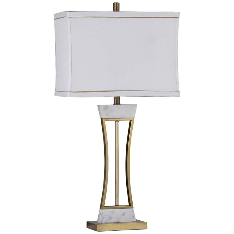 Image 1 Cecco Antiqued Brass Metal and Natural Marble Table Lamp