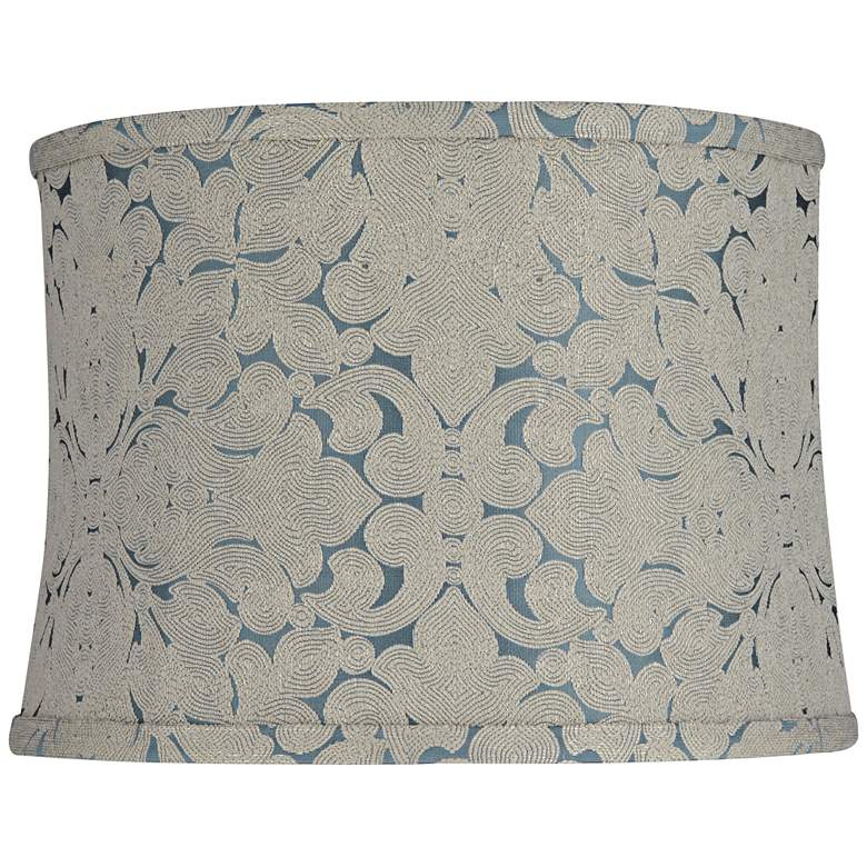 Image 1 Cece Blue Swirl Pattern Softback Drum Lamp Shade 13x14x10 (Spider)
