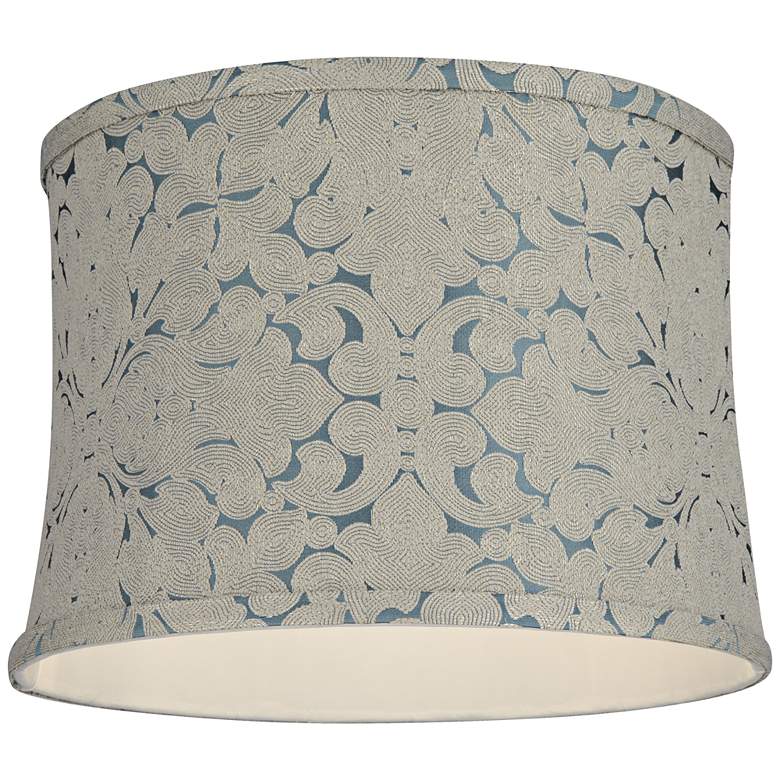 Image 3 Cece Blue Swirl Pattern Softback Drum Lamp Shade 13x14x10 (Spider) more views