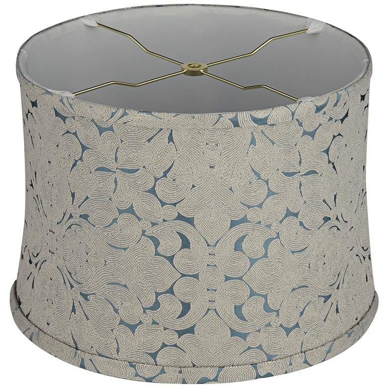 Image 4 Cece Blue Swirl Pattern Softback Drum Lamp Shade 13x14x10 (Spider) more views
