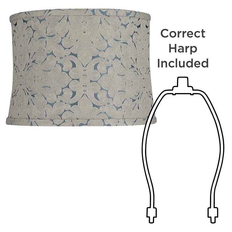 Image 6 Cece Blue Swirl Pattern Softback Drum Lamp Shade 13x14x10 (Spider) more views