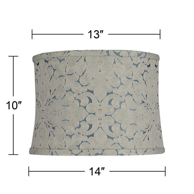 Image 7 Cece Blue Swirl Pattern Softback Drum Lamp Shade 13x14x10 (Spider) more views