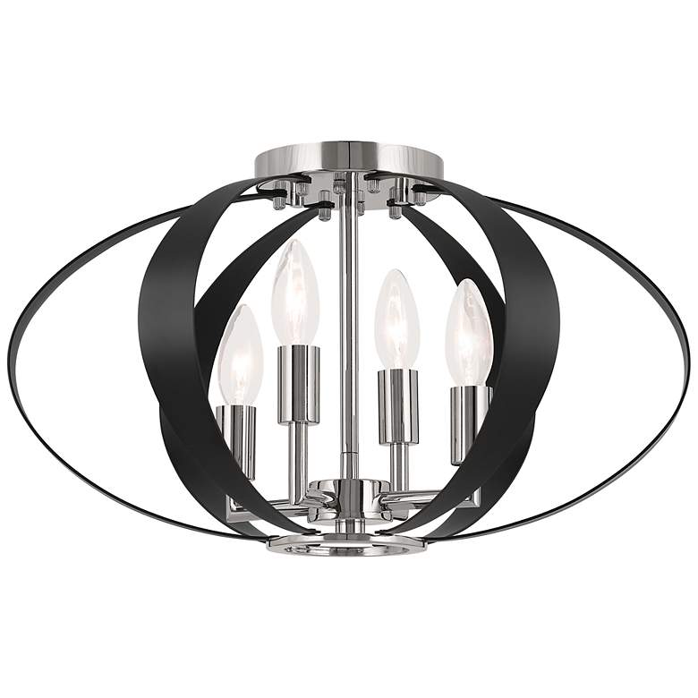 Image 2 Cecil 17 3/4" Wide Polished Nickel and Black Ceiling Light