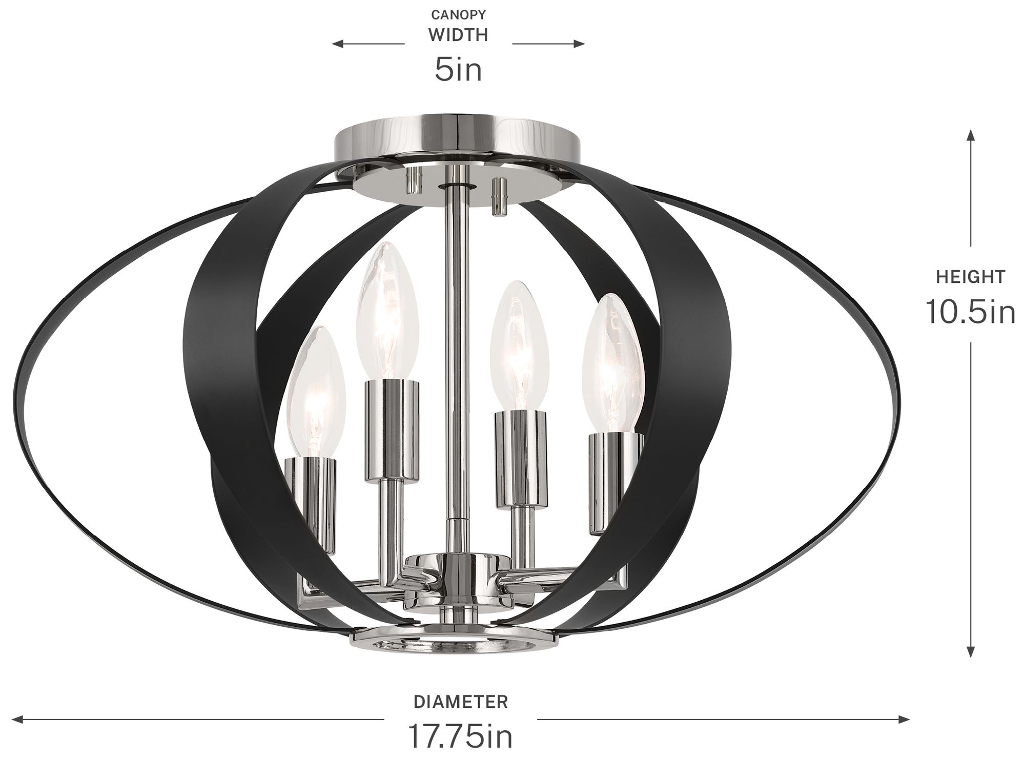 Image 7 Cecil 17 3/4" Wide Polished Nickel and Black Ceiling Light more views