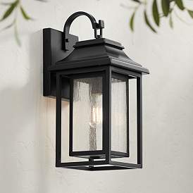 Image1 of Cecile 18 1/4" High Shiny Black Framed Box Outdoor Wall Light