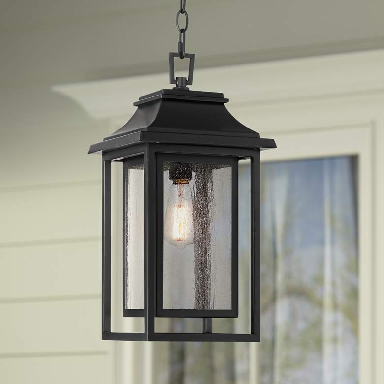 Image 1 Cecile 19 1/2" High Painted Black Outdoor Hanging Lantern