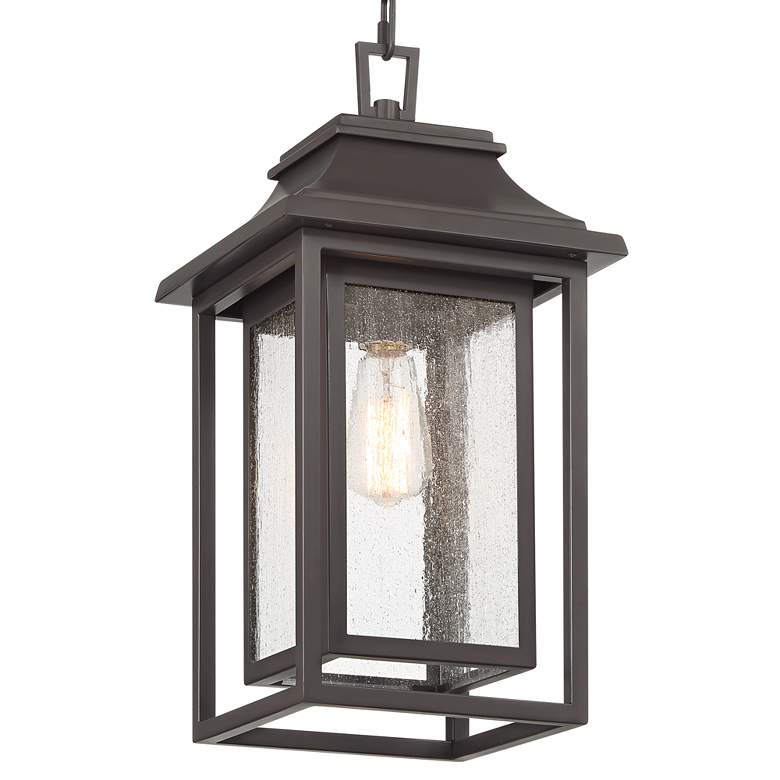 Image 6 Cecile 19 1/4" Bronze Box Lantern Outdoor Hanging Light more views