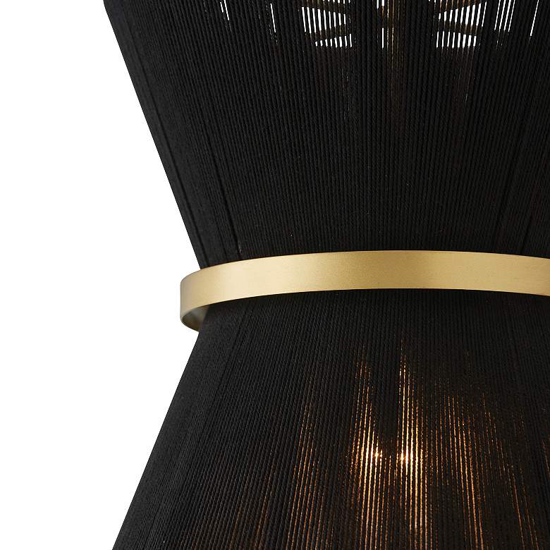Image 4 Cecilia 12" Wide Patinaed Brass and Black Rope Mini Pendant more views