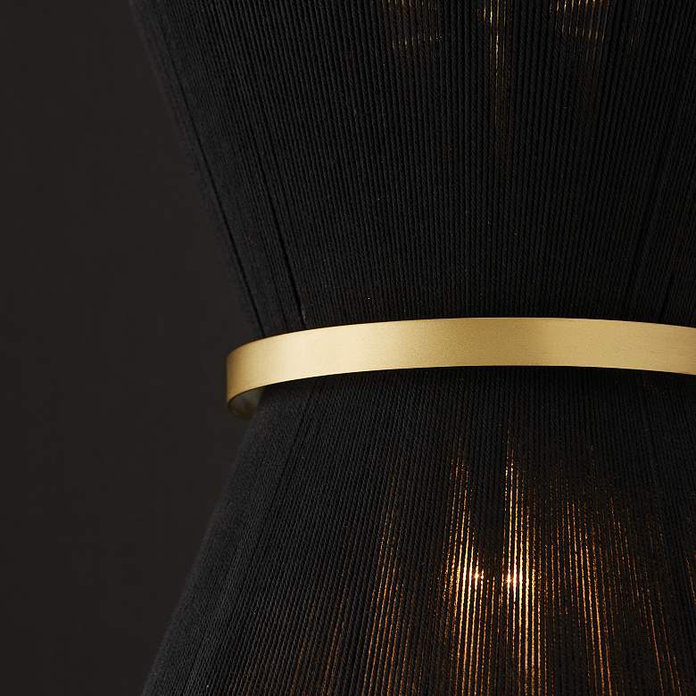 Image 5 Cecilia 12" Wide Patinaed Brass and Black Rope Mini Pendant more views
