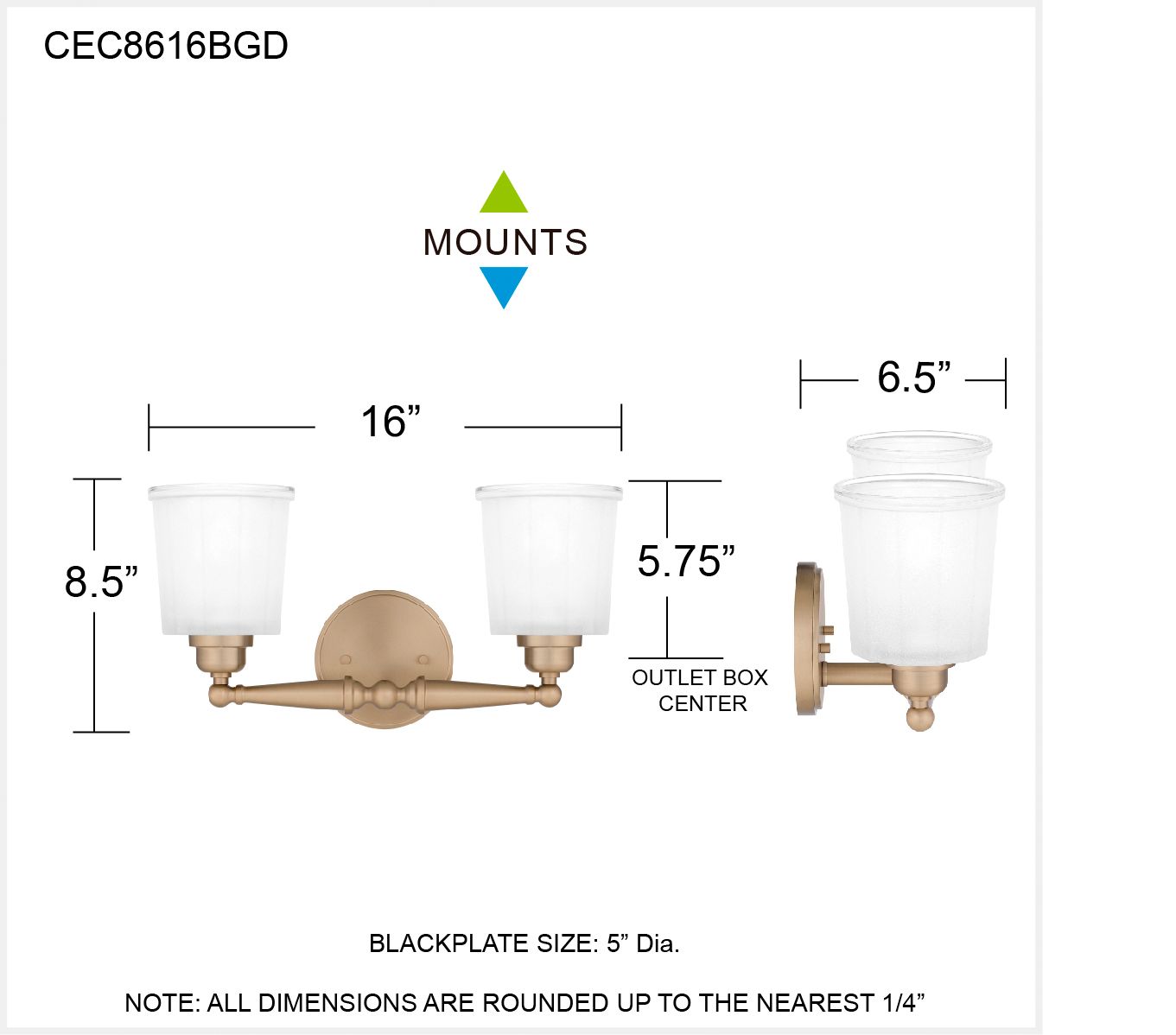 Cecilia 2-Light Bronze Gold Bath Light