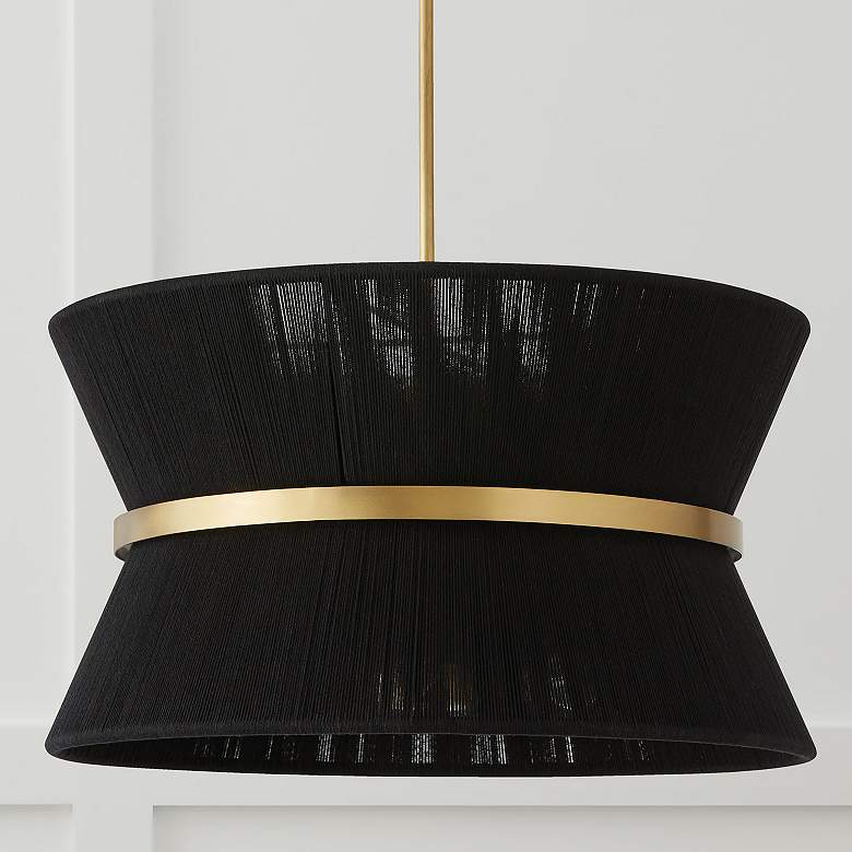 Image 1 Cecilia 24 1/4" Wide Patinaed Brass Black 8-Light Pendant