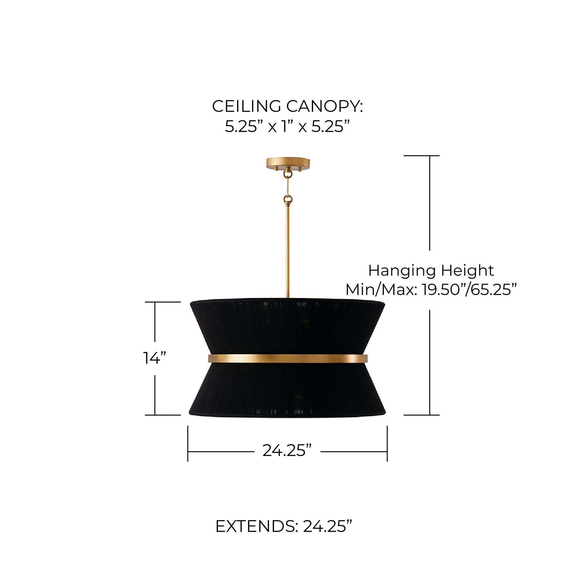 Cecilia 24 1/4" Wide Patinaed Brass Black 8-Light Pendant
