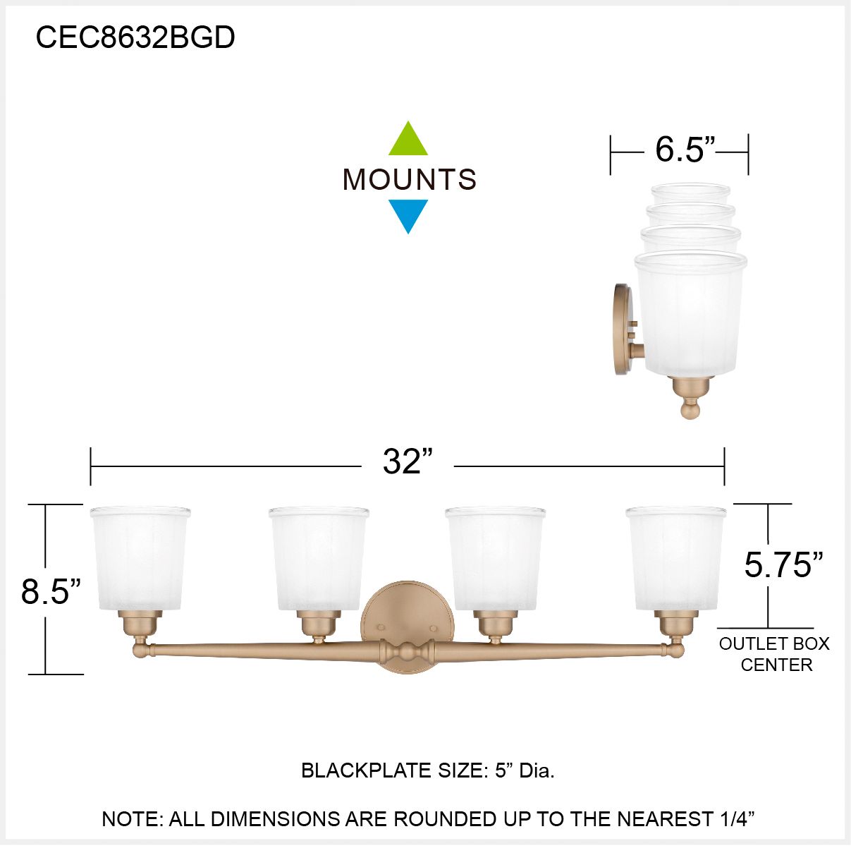 Cecilia 4-Light Bronze Gold Bath Light