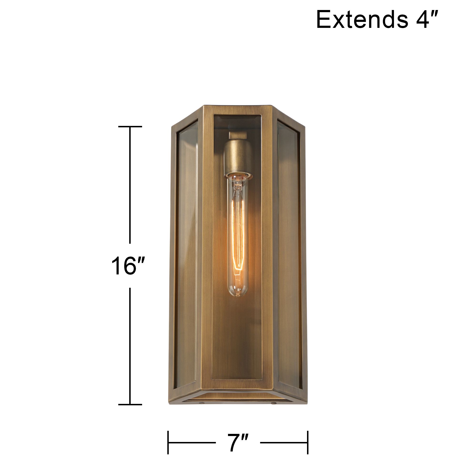 Cecily 16" High Aged Brass Indoor/Outdoor Wall Light Set of 2