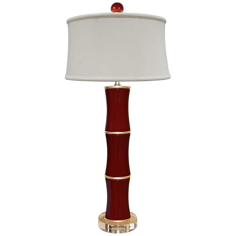 Image 1 Cecily Ox-Blood Bamboo Porcelain Table Lamp
