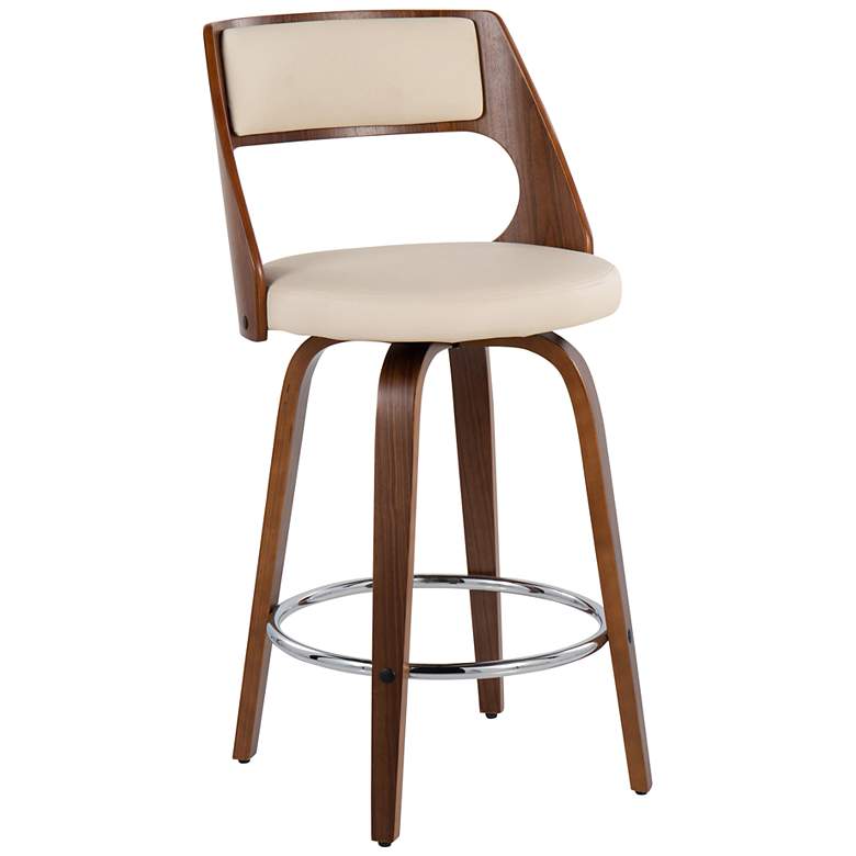 Image 2 Cecina Counter Stool in Walnut and Cream Faux Leather by LumiSource Pair more views