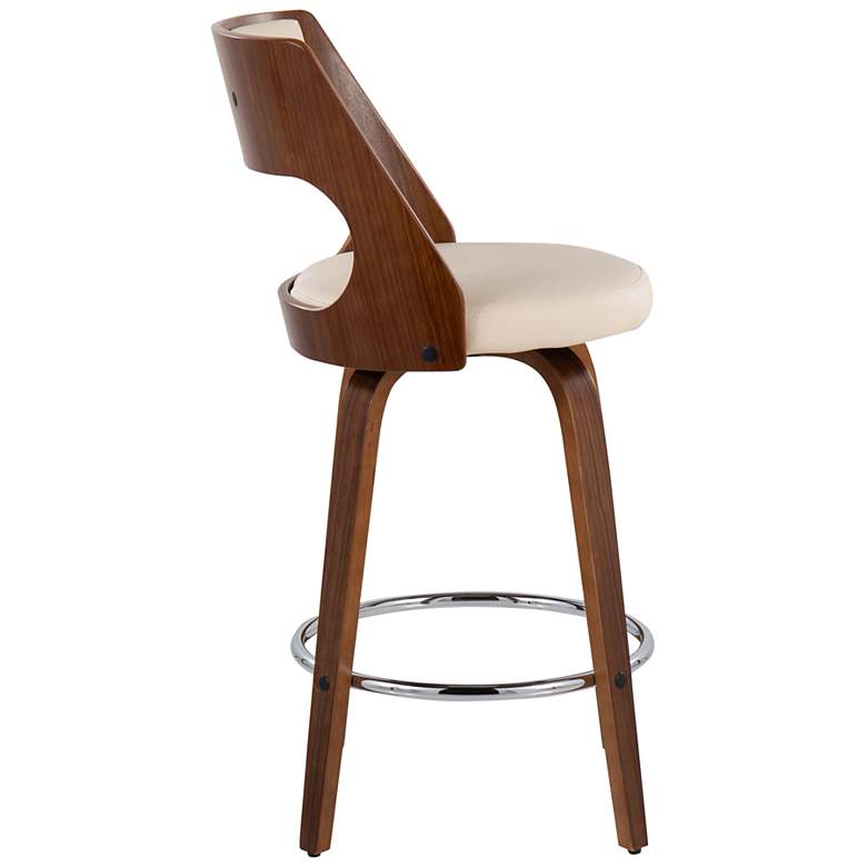 Image 3 Cecina Counter Stool in Walnut and Cream Faux Leather by LumiSource Pair more views