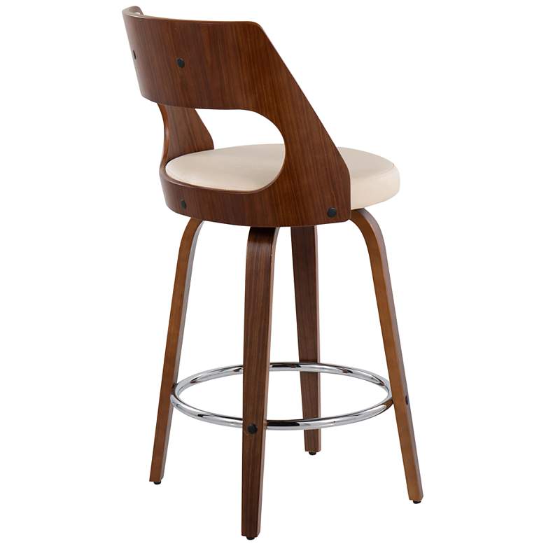 Image 4 Cecina Counter Stool in Walnut and Cream Faux Leather by LumiSource Pair more views