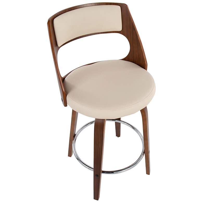 Image 7 Cecina Counter Stool in Walnut and Cream Faux Leather by LumiSource Pair more views