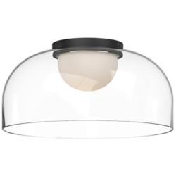 Cedar 12" Wide Black LED Ceiling Light with Clear Glass