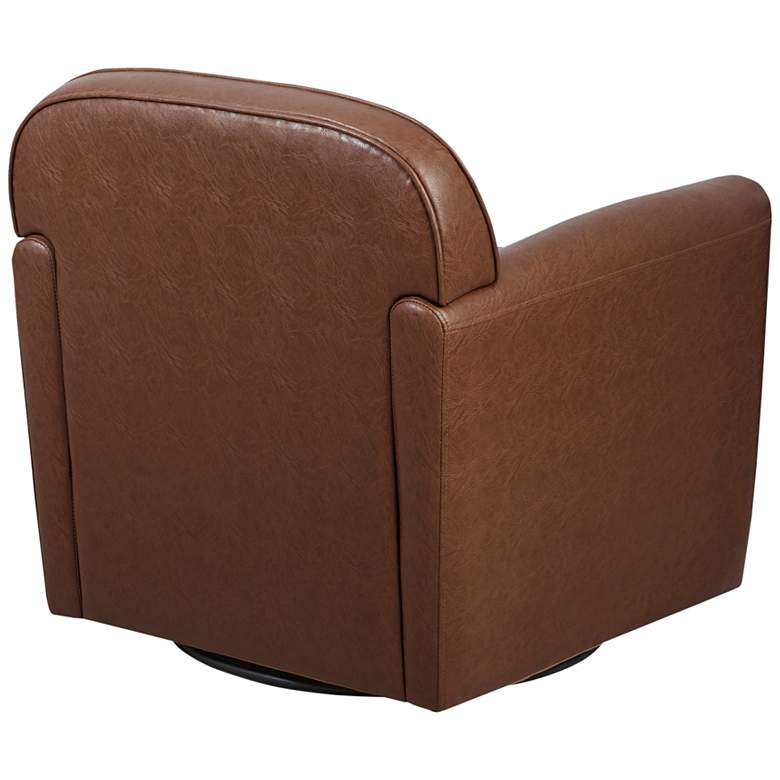 Image 4 Cedar Brown Faux Leather Swivel Accent Armchair more views