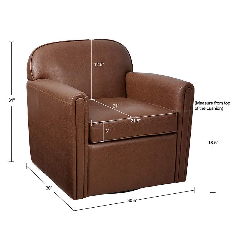 Image 5 Cedar Brown Faux Leather Swivel Accent Armchair more views