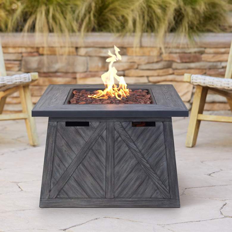 Image 1 Cedar Ridge 32" Wide Modern Gas Outdoor Fire Pit Table