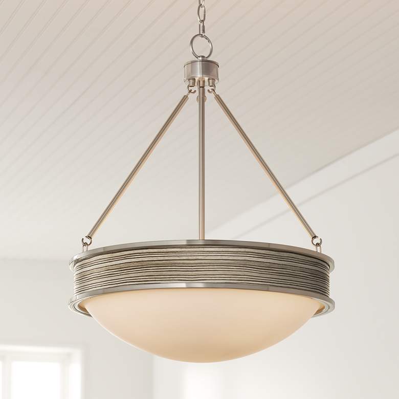Image 1 Cedar Zebrawood 20 1/2" Wide Brushed Nickel Pendant Light