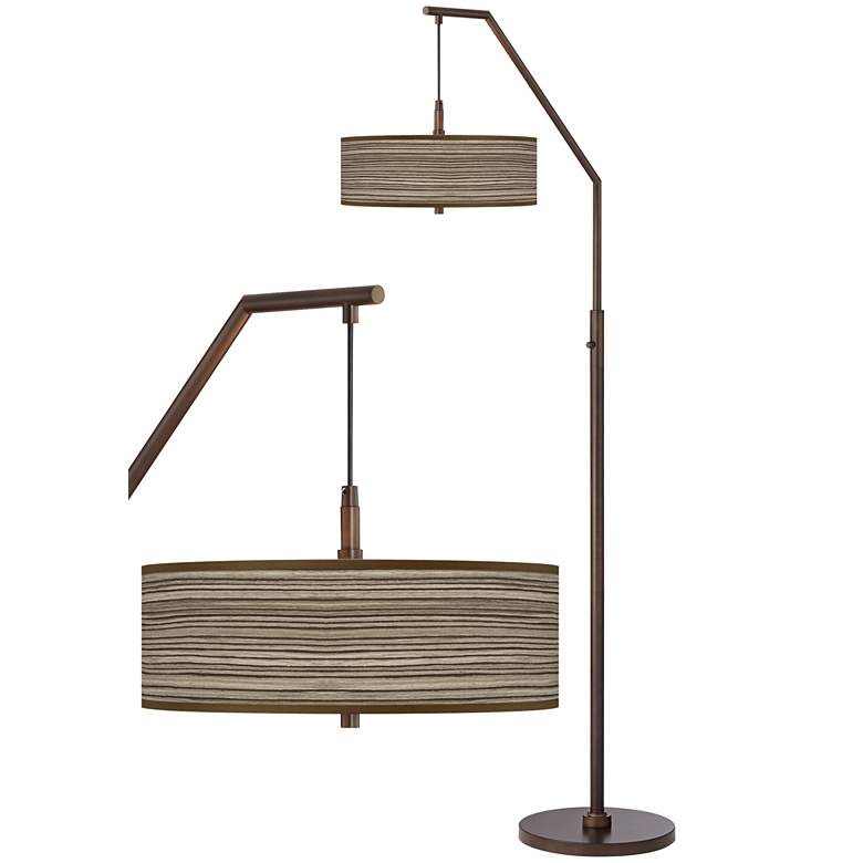 Image 1 Cedar Zebrawood Bronze Downbridge Arc Floor Lamp