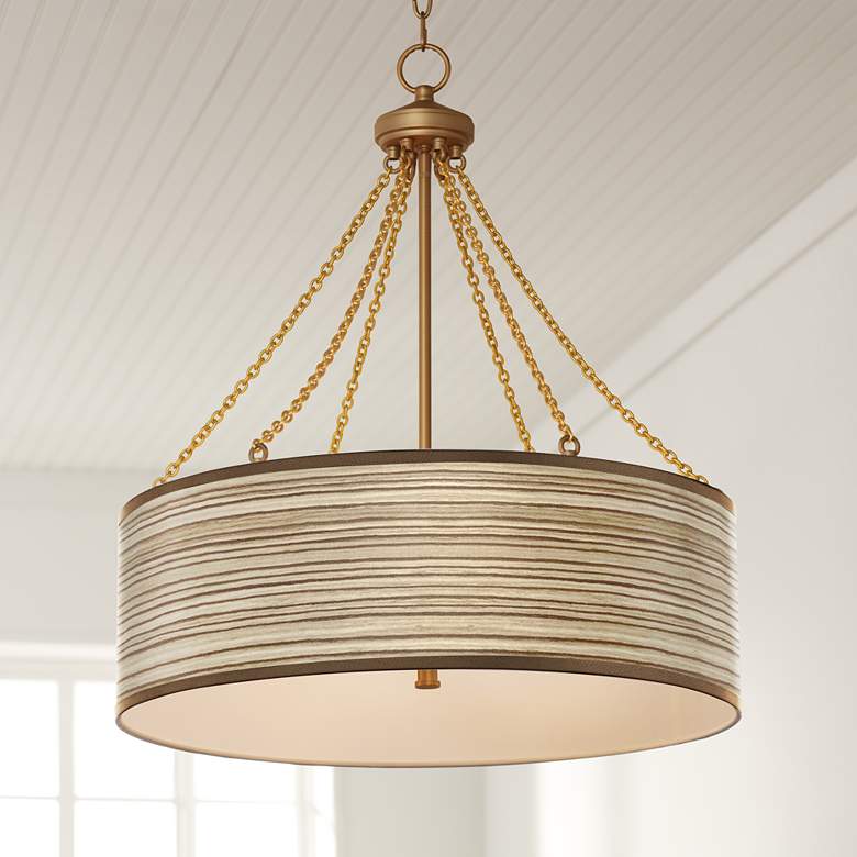 Image 1 Cedar Zebrawood Dana Antique Brass Pendant Light