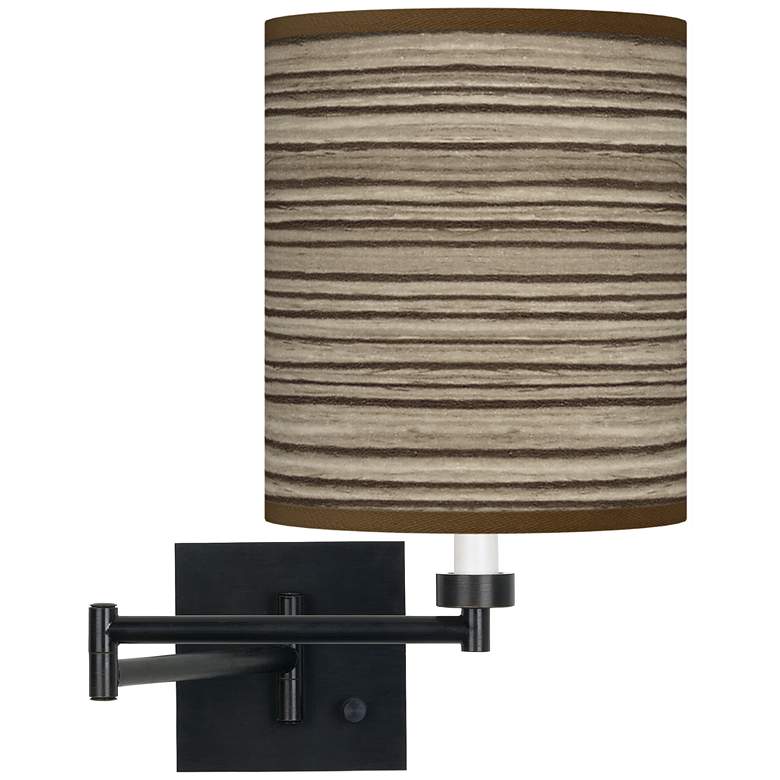 Image 1 Cedar Zebrawood Espresso Bronze Swing Arm Wall Lamp