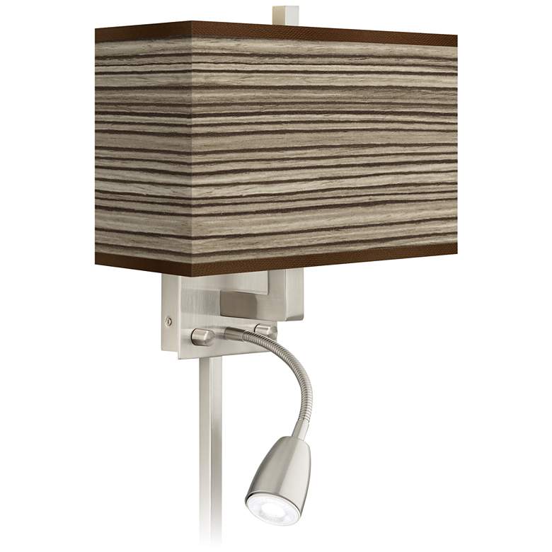 Image 1 Cedar Zebrawood Giclee Glow LED Reading Light Plug-In Sconce