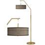Cedar Zebrawood Giclee Warm Gold Arc Floor Lamp