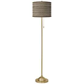 Image2 of Cedar Zebrawood Giclee Warm Gold Stick Floor Lamp