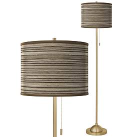 Image1 of Cedar Zebrawood Giclee Warm Gold Stick Floor Lamp