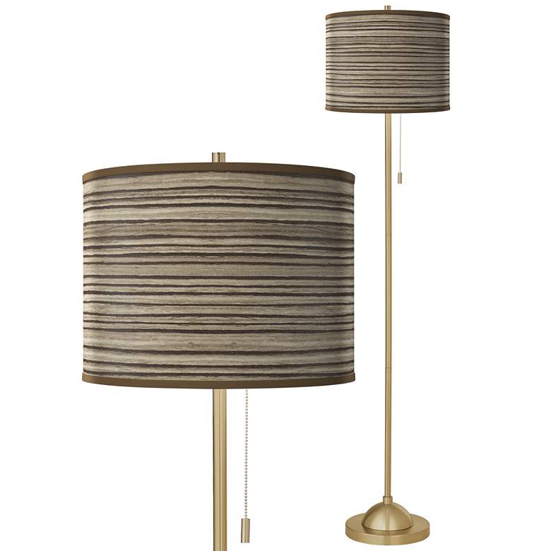 Image 1 Cedar Zebrawood Giclee Warm Gold Stick Floor Lamp