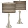 Thumbnail1 of Cedar Zebrawood Trish Brushed Nickel Touch Table Lamps Set of 2