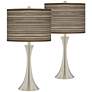 Cedar Zebrawood Trish Brushed Nickel Touch Table Lamps Set of 2