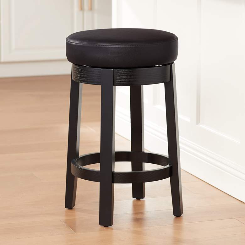 Cedric 26&quot; Brown Bonded Leather Swivel Counter Stool