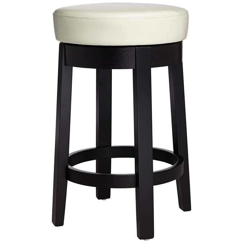 Cedric 26&quot; Cream Bonded Leather Swivel Counter Stool more views