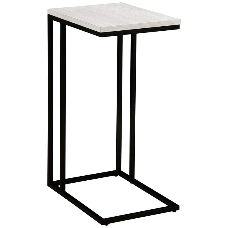 Image 2 Cedrik 16 1/2 inch Wide Antique White Black Metal End Table