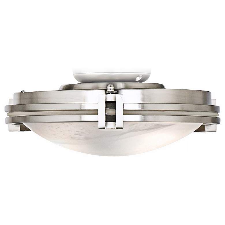 Image 1 Ceiling Fan Light Kit in Brushed Steel with Marbleized Glass