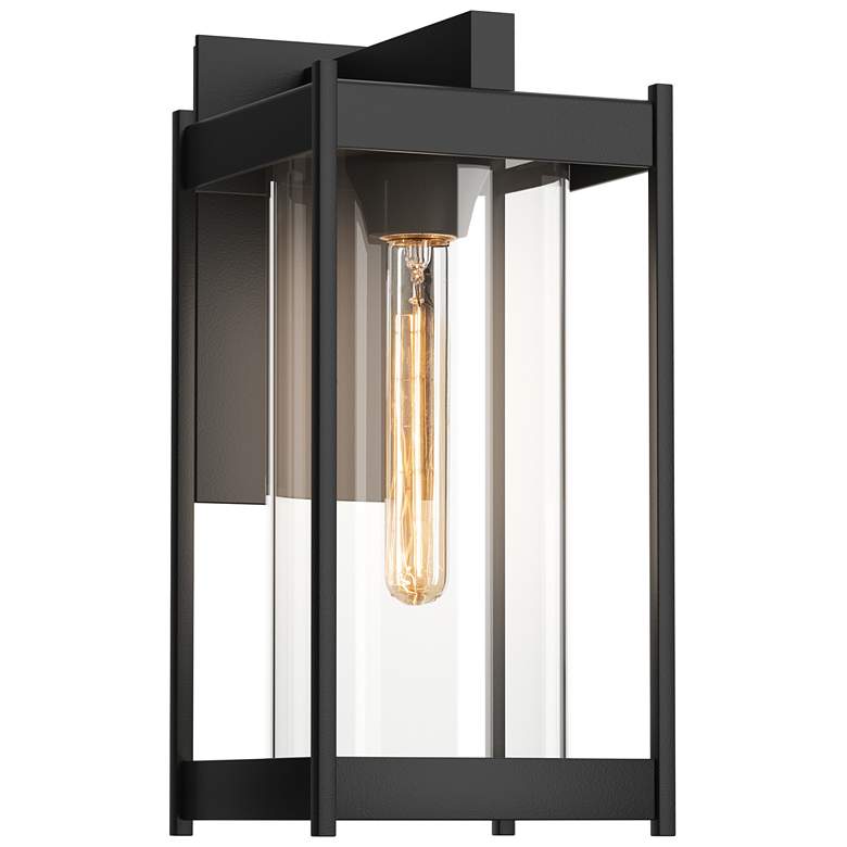 Image 1 Cela 13.6" High Coastal Black Medium Outdoor Sconce With Clear Glass S