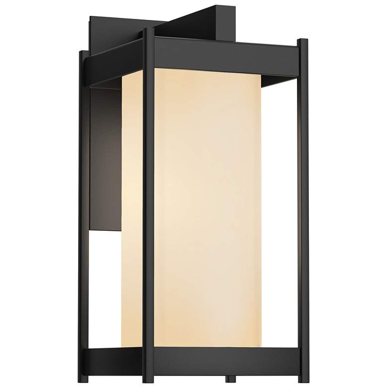 Image 1 Cela 13.6" High Coastal Black Medium Outdoor Sconce With Opal Glass Sh