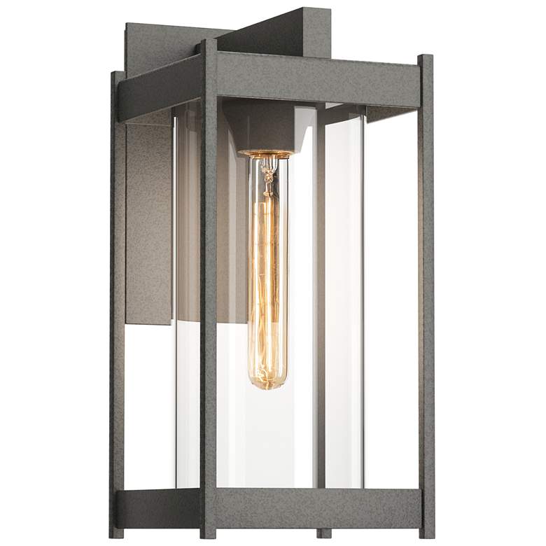 Image 1 Cela 13.6" High Coastal Natural Iron Medium Outdoor Sconce w/ Clear Sh