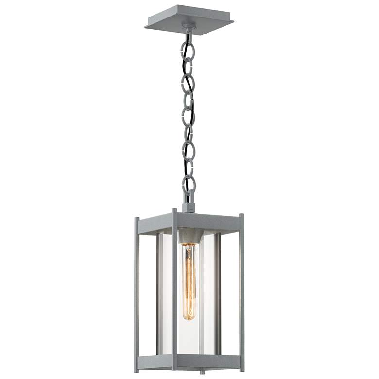 Image 1 Cela 14.1"H Coastal Burnished Steel Medium Outdoor Lantern w/ Clear Sh