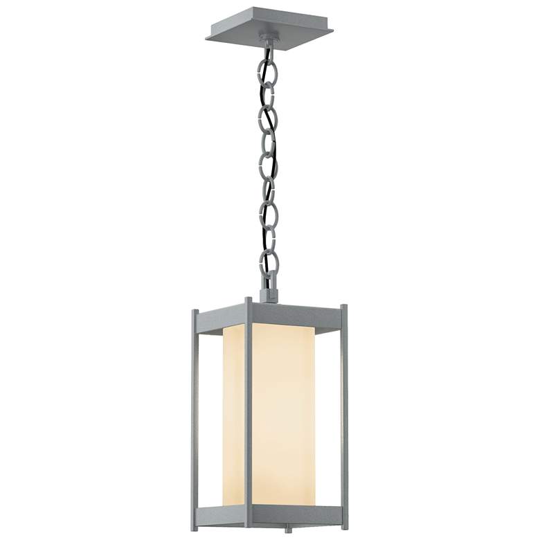 Image 1 Cela 14.1"H Coastal Burnished Steel Medium Outdoor Lantern w/ Opal Sha