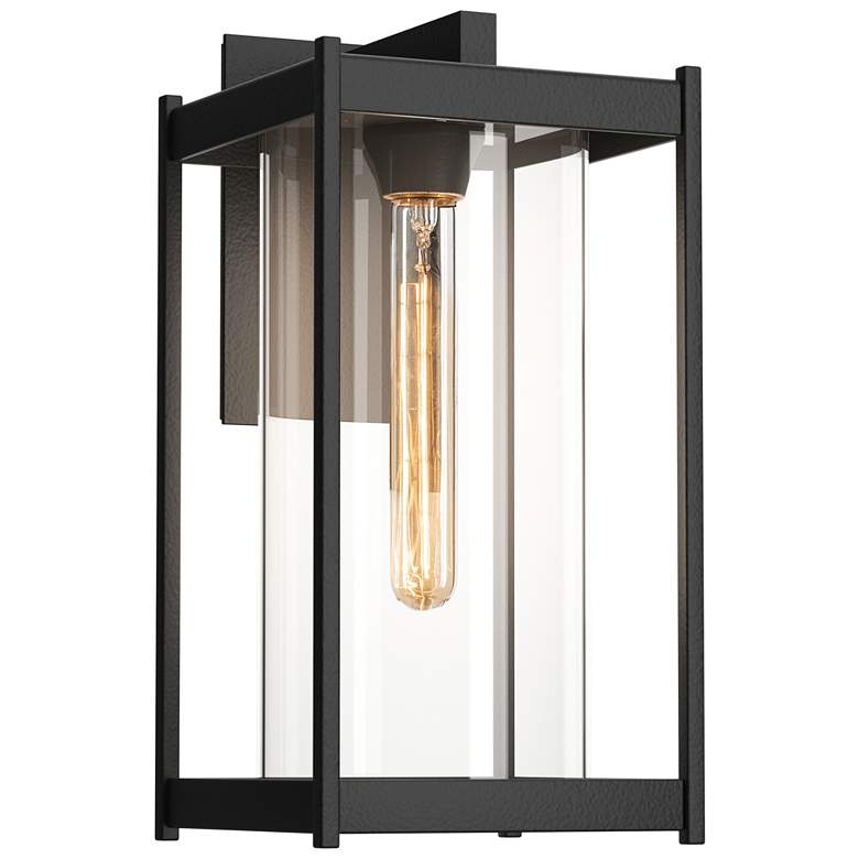 Image 1 Cela 16.3" High Coastal Black Large Outdoor Sconce With Clear Glass Sh